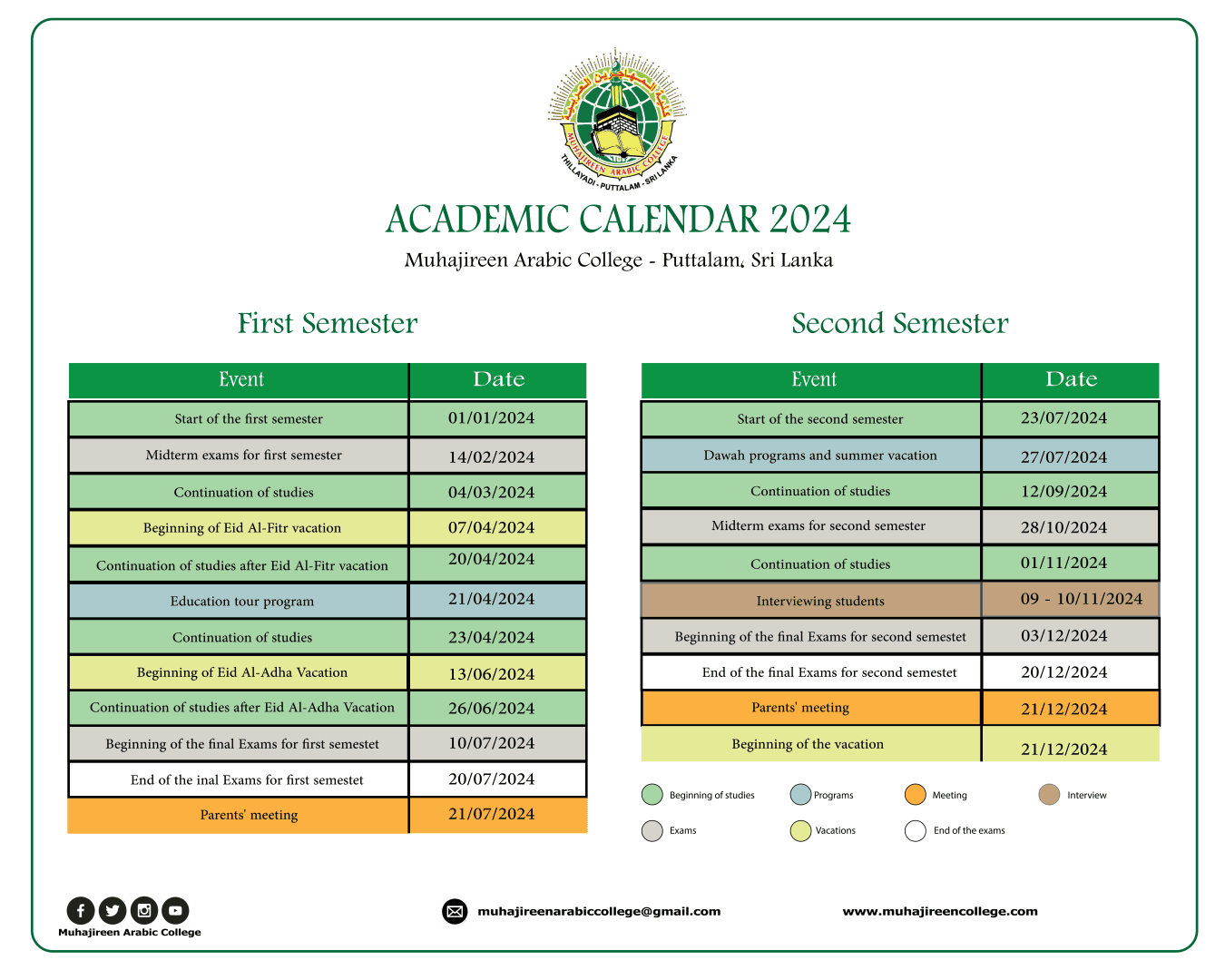 Academic Calendar English